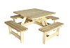 W1022808 Picknicktafel Vierkant, 40 mm dik, bladmaat 115x115 cm