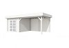 W1001716-04 Tuinhuis Bosuil 300x300 cm met Luifel 400 cm Wit gespoten