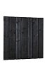 W08089 Douglas fijnbezaagd plankenscherm 15-planks 19 mm 180x180 cm, zwart gedompeld