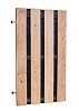 W42008 Douglas fijnbezaagd plankendeur met zwarte binnenzijde, op zwart frame, 100x180 cm**