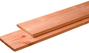 W1009210 Douglas plank 1 zijde geschaafd, 1 zijde fijnbezaagd 28x195x5000 mm onbehandeld**