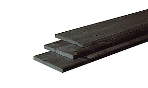 W1011333 Douglas plank fijnbezaagd 22x200x3000 mm, zwart gedompeld +