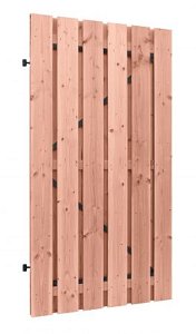 W1063291 Douglas geschaafde plankendeur op zwart verstelbaar stalen frame, 16 mm, 100x195 cm, onbehandeld