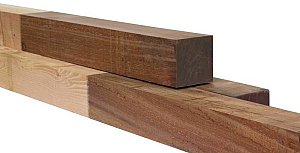 H2H paal 113x113x3200 mm - 100 cm hardhout bezaagd / douglas geschaafd