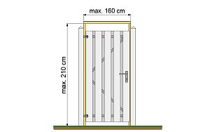 W1011339 Tuindeurkozijn geschaafd grenen met aanslaglat, max. 160 cm breed, groen geimpregneerd