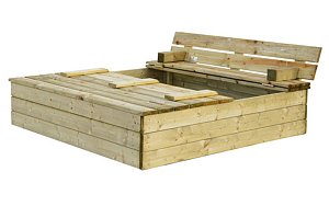 W12005 Zandbak Tom met deksel/zitbank 120x120x30 cm