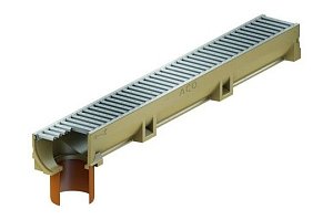 Euroline 100cm ingegoten uitloopopening Ø 110 mm met sleufrooster uit verzinkt staal