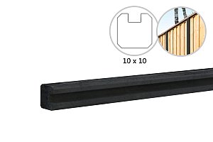 W32405 Betonpaal glad met vellingkant, v.z.v. sleuf, 100x100x2700 mm antraciet ongecoat eindpaal