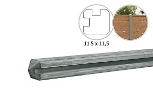 W13055 Betonpaal met sleuf 11,5x11,5x278 cm, grijs hoekpaal, ongecoat