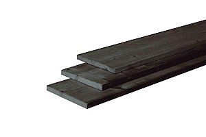 W1011333 Douglas plank fijnbezaagd 22x200x3000 mm, zwart gedompeld