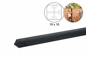 W13247 Betonpaal glad met diamantkop 100x100x2800 mm antraciet ongecoat T-paal