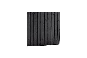W08018 Grenen geschaafd plankenscherm 21-planks 15 mm, 180x180 cm, recht, geïmpregneerd en zwart gespoten