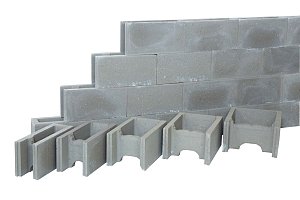 Bouwblokken hol 19x19x39 cm grijs ** Op=Op