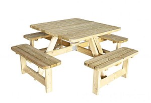 W1022808 Picknicktafel Vierkant, 40 mm dik, bladmaat 115x115 cm
