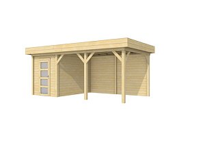 W1001659 Tuinhuis Kiekendief 200x300 cm met Luifel 400 cm, onbehandeld