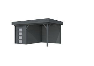 W1001656-06 Tuinhuis Kiekendief 200x300 cm met Luifel 300 cm, antraciet gespoten