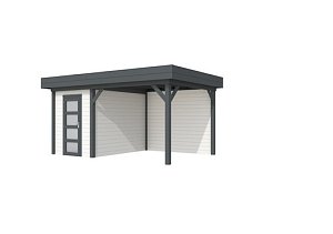 W1001656-21 vuren Topvision Premium Kiekendief, 200x300 en luifel 300 cm, wanden wit en basis antraciet