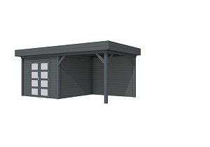 W1001713-06 Tuinhuis Bosuil 300x300 cm met Luifel 300 cm Antraciet gespoten