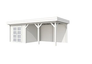 W1001716-04 Tuinhuis Bosuil 300x300 cm met Luifel 400 cm Wit gespoten