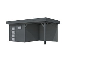 W1001812-06 Tuinhuis Tapuit 300x300 cm met Luifel 300 cm, antraciet gespoten