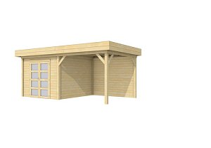 W1001713 Tuinhuis Bosuil 300x300 cm met Luifel 300 cm onbehandeld