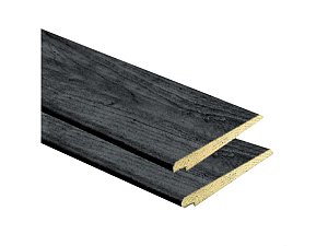 W1040376 vuren Zweeds rabat 11-27x195x5000 mm  1 zijde geschaafd 1 zijde fijnbezaagd, zwart gedompeld