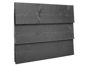 W1023732-03 Set douglas planken voor wand B, met Zweeds rabat, hoogte 224 cm zwart geïmpregneerd t.b.v. buitenverblijf Modulair en Prestige