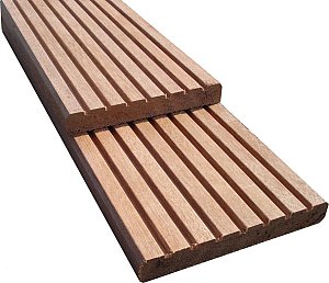 Vlonderplank geschaafd Sumatra 28x145x3350 (kapur) Uitlopend