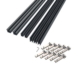 Boston Aluminium profielset voor hpt/glas 4x horizontaal 12x30x1750 mm + 8 connecters RAL7016