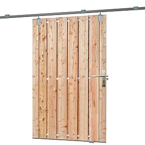 K064737 Tuindeur schuifsysteem 15 planks Lariks/Douglas H195x130cm
