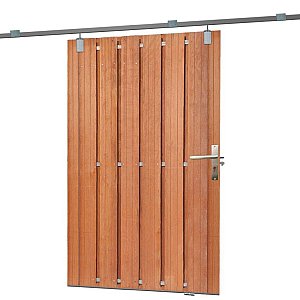 T11.0060 Tuindeur schuifsysteem 15 planks Hardhout H195x130cm