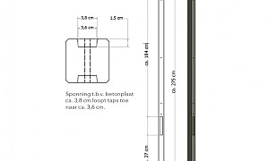 W1022600 Lichtgewicht betonpaal met diamantkop ongecoat 8,5x8,5x280 cm, tussenpaal, antraciet