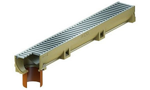 Euroline 100cm ingegoten uitloopopening Ø 110 mm met sleufrooster uit verzinkt staal